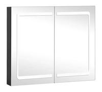 Eleganz Armario de baño con espejo 80 x 12,2 x 68 cm - Armario de baño moderno con iluminación de MDF con revestimiento de resina de melamina y cristal - solución de almacenamiento para baños pequeños