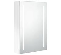 Eleganz Armario de baño con espejo, color blanco, 50 x 13 x 70 cm, moderno armario de MDF con revestimiento de resina de melamina y cristal, armario con espejo para baño con iluminación, solución de