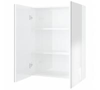 Eleganz Armario de baño con espejo de 60 x 15 x 75 cm, color blanco brillante MDF con superficie de melamina y cristal, moderno armario de baño con espejo, optimización de espacio de almacenamiento