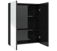 Eleganz Armario de baño con espejo de 60 x 15 x 75 cm, moderno armario de MDF con superficie de melamina y cristal, elegante juego de muebles de baño en negro brillante, ahorra espacio y es duradero