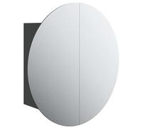 Eleganz Armario de baño con espejo redondo y negro, 47 x 47 x 17,5 cm, moderno armario de madera con PVC y cristal para baños pequeños, almacenamiento práctico y diseño elegante