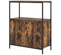 Eleganz Armario de baño con estantes de roble ahumado, 76,5 x 35 x 95 cm, armario de baño de madera y acero, estable y duradero, ahorra espacio con estantes para mantener el orden en el baño