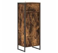 Eleganz Armario de baño de color ahumado, 40 x 30 x 100 cm, de material de madera, moderno armario de baño con mucho espacio para toallas y artículos de tocador, ahorra espacio y es duradero