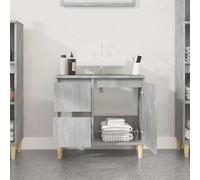 Eleganz Armario de baño gris hormigón 65 x 33 x 60 cm de madera y madera maciza de eucalipto, elegante juego de muebles de baño, ahorro de espacio y duradero para baños modernos