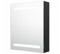Eleganz Armario de baño negro 50 x 14 x 60 cm - Moderno armario con espejo de baño con iluminación, MDF con revestimiento de resina de melamina y cristal - solución de almacenamiento para baño de