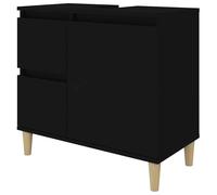 Eleganz Armario de baño negro 65 x 33 x 60 cm de madera y madera maciza de eucalipto - elegante juego de muebles de baño para más espacio y orden