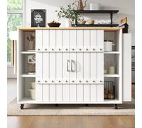 Eleganz Armario de cocina de 110 cm que ahorra espacio, puertas correderas, plegable para cenas familiares, 3 cajones, toallero, 4 ruedas, color blanco, perfecto para cocinas pequeñas y estudios