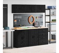 Eleganz Armario de garaje de 6 unidades de color negro de pino macizo, resistente y duradero para almacenamiento comercial, ideal para talleres y garajes