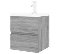 Eleganz Armario de lavabo con lavabo empotrado, color gris, juego de muebles de baño de madera para baño moderno, ahorra espacio y es duradero