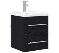 Eleganz Armario de lavabo de aspecto de roble negro, 41 x 38,5 x 48 cm, juego de muebles de baño de madera y cerámica, ahorra espacio y es duradero para baños pequeños