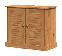 Eleganz Armario de lavabo de madera maciza de pino, juego de muebles de baño en color marrón miel, almacenamiento estable 67,5 x 34 x 59 cm, solución práctica para armarios y organización de baño