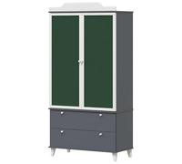 Eleganz Armario de madera - gris y blanco 90 x 45 x 180 cm - Moderno armario de pizarra para habitación infantil y salón - solución de almacenamiento para espacios pequeños