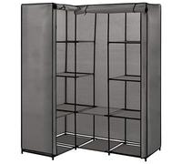 Eleganz Armario esquinero gris 130 x 87 x 169 cm - Tubo de hierro + 100% poliéster - Ahorro de espacio y duradero - Ideal para espacios pequeños