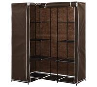 Eleganz Armario esquinero marrón 130 x 87 x 169 cm - Armario esquinero de tubo de hierro que ahorra espacio y 100% poliéster - ideal para habitaciones pequeñas y dormitorios