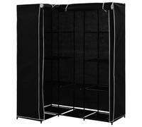 Eleganz Armario esquinero negro 130 x 87 x 169 cm - Moderno armario para dormitorio de tubo de hierro y poliéster, ahorra espacio y estable, ideal para espacios pequeños