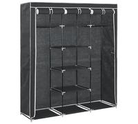 Eleganz Armario negro 150 x 45 x 175 cm con compartimentos y barras de fieltro, gran armario de tela para dormitorio y apartamento, ahorra espacio y elegante
