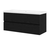 Eleganz Armario para debajo del lavabo, aspecto de roble negro, 100 x 39 x 62 cm, juego de muebles de baño de material de madera, estable y ahorra espacio para baños pequeños