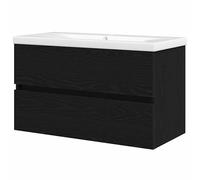 Eleganz Armario para debajo del lavabo, aspecto de roble negro, 80 x 39 x 62 cm, juego de muebles de baño de material de madera, elegante y estable para baño moderno