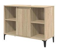 Eleganz Armario para debajo del lavabo con estante de roble Sonoma, 80 x 33 x 60 cm, juego de muebles de baño de madera compuesta y hierro, estable y duradero, ahorra espacio con práctica estantería