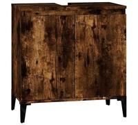 Eleganz Armario para debajo del lavabo de roble ahumado, 58 x 33 x 60 cm, juego de muebles de baño de madera y metal, duradero y elegante para baño moderno