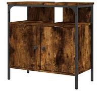 Eleganz Armario para debajo del lavabo roble ahumado 60 x 30 x 60 cm - Juego de muebles de baño de madera y acero con recubrimiento en polvo, duradero y resistente al agua, ideal para baños modernos