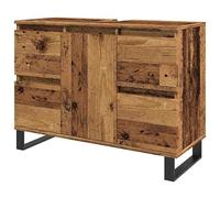 Eleganz Armario para lavabo con aspecto de madera antigua, 80 x 33 x 60 cm, muebles de baño de madera y hierro, elegante y estable para baño moderno