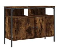 Eleganz Armario para lavabo de roble ahumado, 80 x 30 x 60 cm, juego de muebles de baño de madera y acero con recubrimiento en polvo, moderno y duradero para un baño elegante