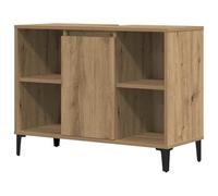 Eleganz Armario para lavabo de roble Artisan, 80 x 33 x 60 cm, juego de muebles de baño de madera y metal, elegante y duradero para baño moderno