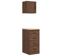 Eleganz Armarios de garaje 2 unidades, aspecto de roble marrón, madera de pino maciza, resistente y duradera para almacenamiento comercial