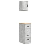 Eleganz Armarios de garaje 2 unidades de color gris hormigón de madera - encimera de pino macizo, resistente y duradero para almacenamiento comercial