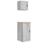 Eleganz Armarios de garaje 2 unidades gris Sonoma madera - encimera de madera de pino maciza, almacenamiento comercial, resistente y duradero, solución de orden ideal para taller y garaje
