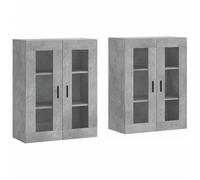 Eleganz Armarios de pared, 2 unidades, color gris hormigón, moderno juego de muebles de salón de madera, ahorra espacio y elegante para espacios pequeños