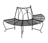 Eleganz Banco de árbol semicircular de 159 cm de diámetro, acero negro, asiento de jardín resistente para horas de relax en el verde