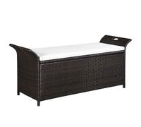 Eleganz Banco de jardín con acolchado de 138 cm de ratán de polietileno y marco de acero, muebles de jardín duraderos para terraza y jardín