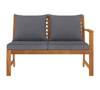 Eleganz Banco de jardín de 114,5 cm de madera maciza de acacia con cojín de poliéster gris oscuro, muebles de jardín duraderos para terraza y jardín