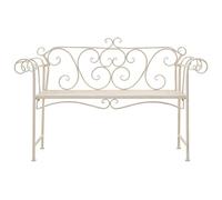 Eleganz Banco de jardín de 132 cm, metal blanco envejecido, muebles de jardín duraderos para terraza y jardín, diseño elegante para horas acogedoras al aire libre