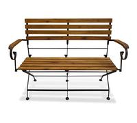 Eleganz Banco de jardín plegable de 112 cm de madera maciza de acacia con acabado al aceite y acero pulverizado, muebles de jardín duraderos para terraza y jardín
