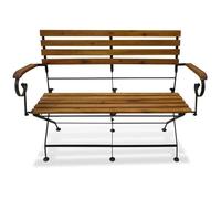 Eleganz Banco de jardín plegable de 112 cm de madera maciza de acacia con acabado al aceite y acero pulverizado, muebles de jardín duraderos para terraza y jardín