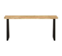 Eleganz Banco de madera maciza de mango con acero con recubrimiento en polvo, duradero y elegante para jardín, terraza o sala de estar, perfecto para espacios pequeños y familias