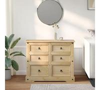 Eleganz Baúl de almacenamiento de madera maciza de pino con acabado de cera de miel, elegante Corona 110 x 43 x 91 cm para salón y dormitorio, aspecto de madera natural y solución de almacenamiento