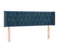Eleganz Cabecero con orejas, color azul oscuro, 147 x 16 x 78/88 cm, funda de terciopelo, cabecero de cama de lujo para dormitorio, mejora la comodidad y el estilo