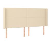Eleganz Cabecero con orejas color crema, 203 x 16 x 118/128 cm, cabecero de tela para cama, diseño de lujo y cómodo apoyarse, ideal para dormitorios y salones