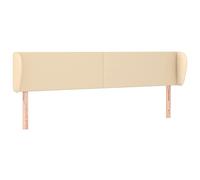 Eleganz Cabecero con orejas de tela crema 163 x 23 x 78/88 cm - Cabecero de cama de alta calidad para dormitorio, cómodo reposacabezas con orejas para un sueño reparador, diseño moderno para