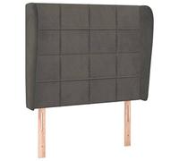 Eleganz Cabecero con orejas gris oscuro 103 x 23 x 118/128 cm terciopelo - Cabecero de lujo para dormitorio, tela de terciopelo suave, diseño moderno, perfecto para cama de matrimonio y cama