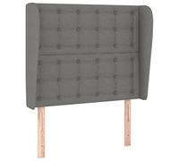 Eleganz Cabecero con orejas gris oscuro, 83 x 23 x 118/128 cm, moderno cabecero de tela para cama y dormitorio, duradero y cómodo, ideal para vivir y dormir