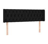 Eleganz Cabecero con orejas negro 147 x 16 x 78/88 cm - Cabecero de tela moderno para camas y accesorios, cómodo y duradero para un sueño reparador