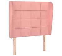 Eleganz Cabecero con orejas rosa | 93 x 23 x 118/128 cm | Tela de terciopelo para estructura de cama | Diseño de lujo para dormitorio | Solución elegante cabecero para un ambiente acogedor