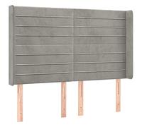 Eleganz Cabecero con orejas - Tela de terciopelo en gris claro 147x16x118/128 cm - Cabecero de lujo para cama con orejas, diseño moderno para dormitorio - Cómodo y elegante