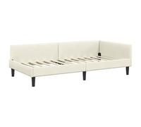 Eleganz Cabecero de terciopelo y madera de ingeniería, 80 x 200 cm, estructura de cama esquinera, color crema, diseño de lujo para dormitorio, ahorra espacio y es duradero