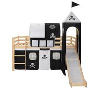 Eleganz Cama alta infantil con tobogán y escalera de madera de pino, 97 x 208 cm, segura y elegante para habitación infantil, perfecta para espacios pequeños y grandes sueños